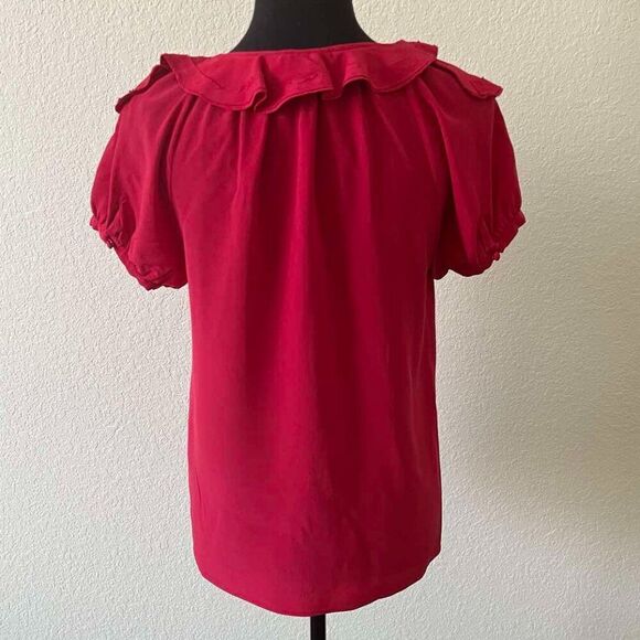 Joie 100% silk ruffle red blouse, size XS - Picture 2 of 12